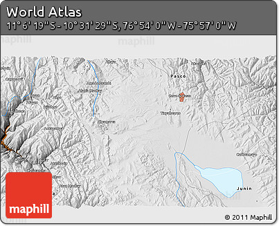 Physical 3D Map of the Area around 10° 48' 54" S, 76° 25' 30" W