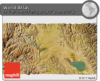 Satellite 3D Map of the Area around 10° 48' 54" S, 76° 25' 30" W