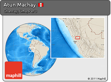 Shaded Relief Location Map of Atun Machay