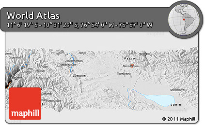 Physical Panoramic Map of the Area around 10° 48' 54" S, 76° 25' 30" W