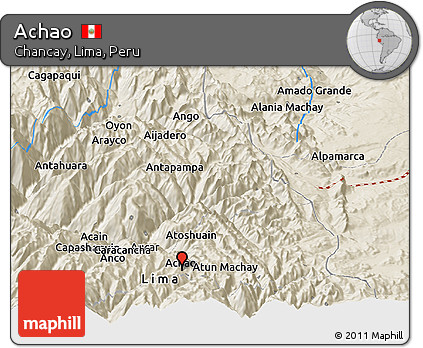 Shaded Relief Panoramic Map of Achao
