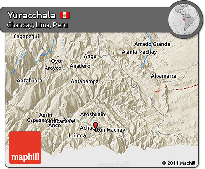 Shaded Relief Panoramic Map of Yuracchala
