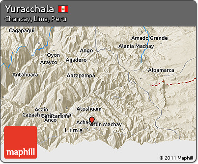 Shaded Relief Panoramic Map of Yuracchala