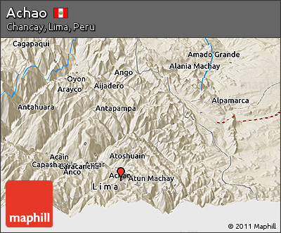 Shaded Relief Panoramic Map of Achao