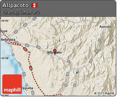 Shaded Relief Map of Allpacoto