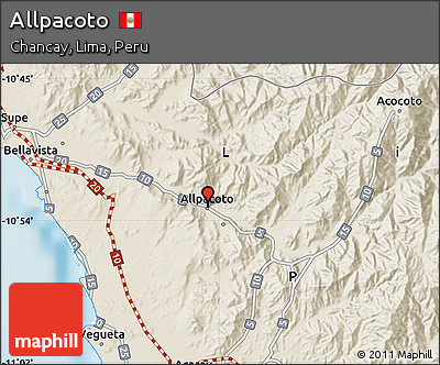Shaded Relief Map of Allpacoto