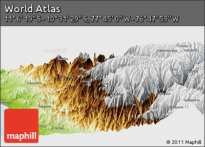 Physical Panoramic Map of the Area around 10° 48' 54" S, 77° 16' 30" W
