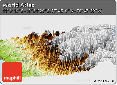 Physical Panoramic Map of the Area around 10° 48' 54" S, 77° 16' 30" W