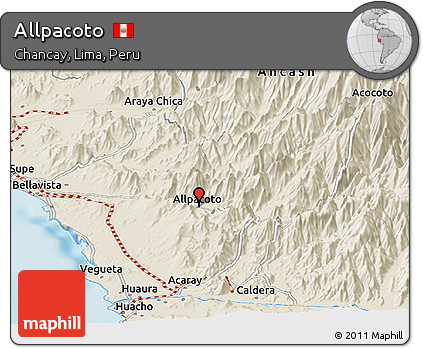 Shaded Relief Panoramic Map of Allpacoto