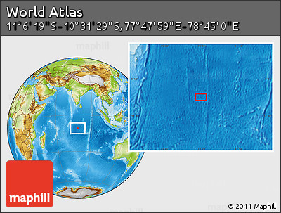 Physical Location Map of the Area around 10° 48' 54" S, 78° 16' 30" E