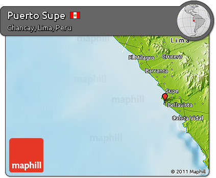 Physical 3D Map of Puerto Supe