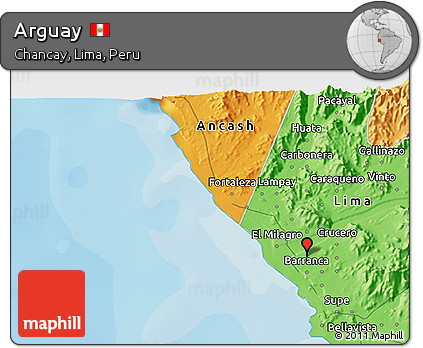 Political 3D Map of Arguay