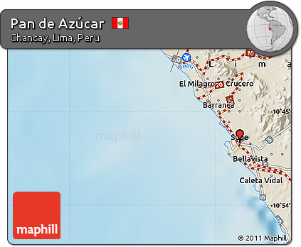 Shaded Relief Map of Pan De Azúcar