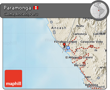 Shaded Relief Map of Paramonga