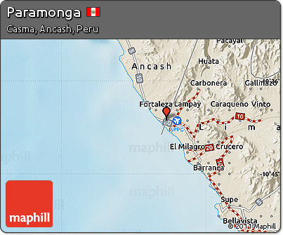 Shaded Relief Map of Paramonga