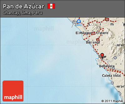 Shaded Relief Map of Pan De Azúcar