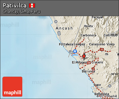 Shaded Relief Map of Pativilca