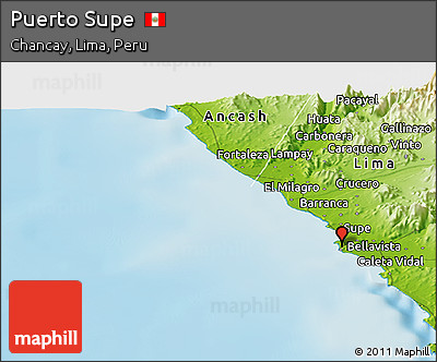 Physical Panoramic Map of Puerto Supe