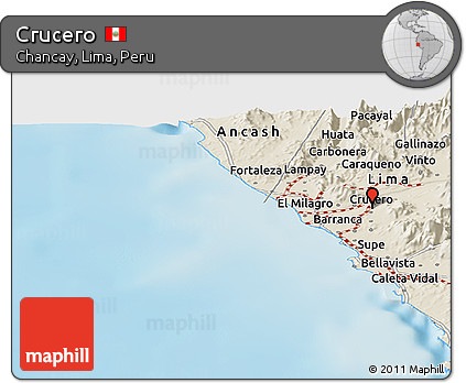 Shaded Relief Panoramic Map of Crucero