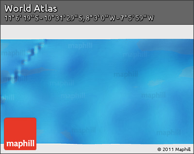 Physical 3D Map of the Area around 10° 48' 54" S, 7° 34' 30" W