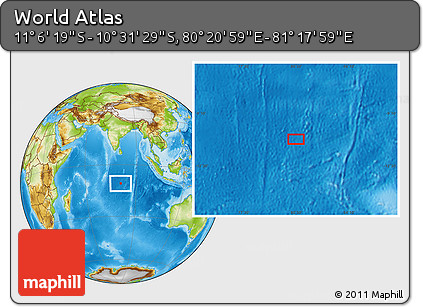 Physical Location Map of the Area around 10° 48' 54" S, 80° 49' 29" E