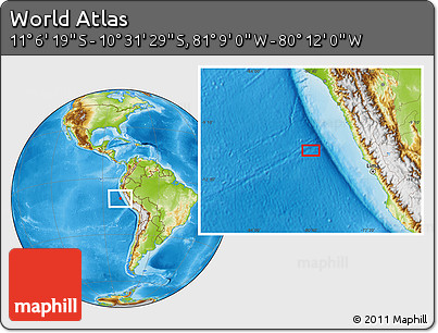 Physical Location Map of the Area around 10° 48' 54" S, 80° 40' 30" W