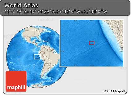 Shaded Relief Location Map of the Area around 10° 48' 54" S, 83° 13' 29" W