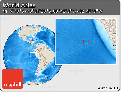 Shaded Relief Location Map of the Area around 10° 48' 54" S, 83° 13' 29" W
