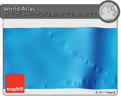 Shaded Relief 3D Map of the Area around 10° 48' 54" S, 84° 13' 29" E