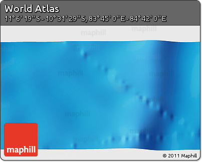 Shaded Relief 3D Map of the Area around 10° 48' 54" S, 84° 13' 29" E