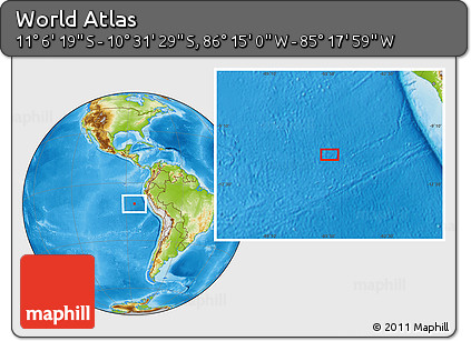 Physical Location Map of the Area around 10° 48' 54" S, 85° 46' 30" W