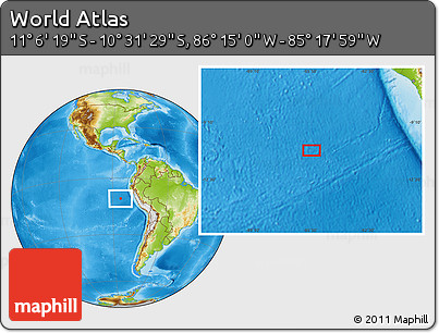 Physical Location Map of the Area around 10° 48' 54" S, 85° 46' 30" W