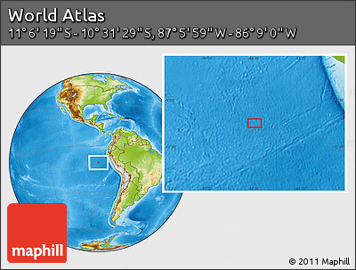 Physical Location Map of the Area around 10° 48' 54" S, 86° 37' 30" W