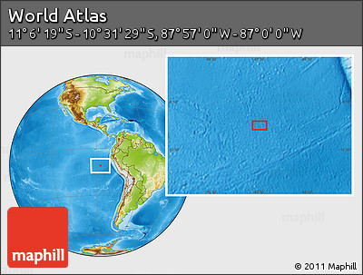 Physical Location Map of the Area around 10° 48' 54" S, 87° 28' 29" W