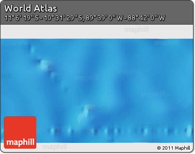 Shaded Relief 3D Map of the Area around 10° 48' 54" S, 89° 10' 30" W