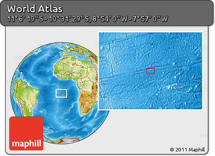 Physical Location Map of the Area around 10° 48' 54" S, 8° 25' 30" W