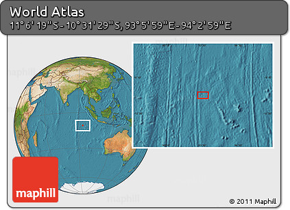Satellite Location Map of the Area around 10° 48' 54" S, 93° 34' 29" E