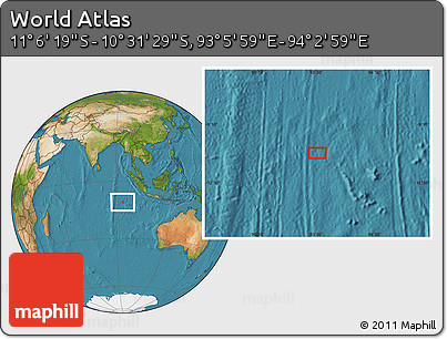 Satellite Location Map of the Area around 10° 48' 54" S, 93° 34' 29" E
