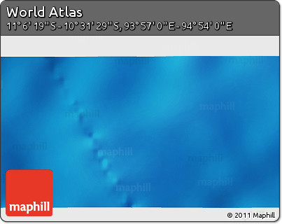 Physical 3D Map of the Area around 10° 48' 54" S, 94° 25' 30" E