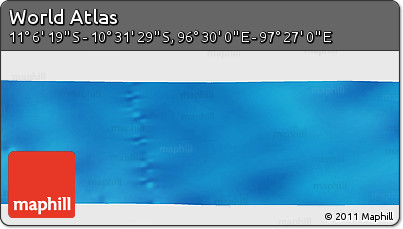 Physical Panoramic Map of the Area around 10° 48' 54" S, 96° 58' 29" E