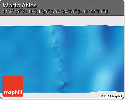 Physical 3D Map of the Area around 10° 48' 54" S, 97° 49' 29" E