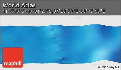 Physical Panoramic Map of the Area around 10° 48' 54" S, 97° 49' 29" E