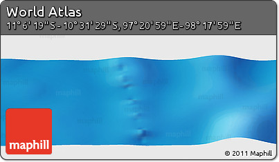 Physical Panoramic Map of the Area around 10° 48' 54" S, 97° 49' 29" E