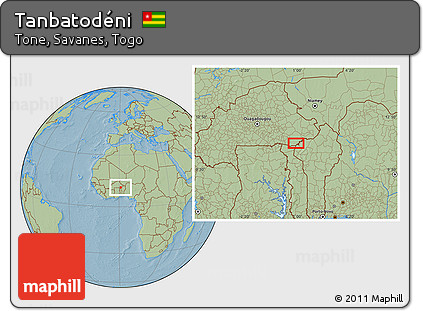 Savanna Style Location Map of Tanbatodéni, hill shading