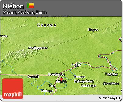 Physical Panoramic Map of Niéhon