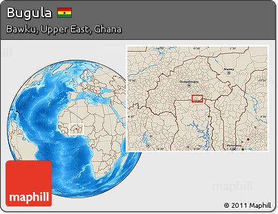 Shaded Relief Location Map of Bugula