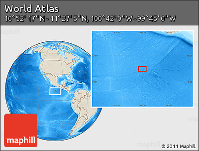 Shaded Relief Location Map of the Area around 11° 9' 41" N, 100° 13' 29" W