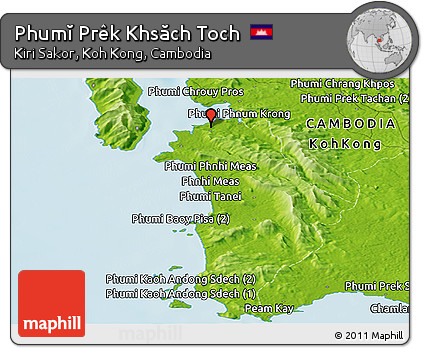 Physical Panoramic Map of Phumĭ Prêk Khsăch Toch