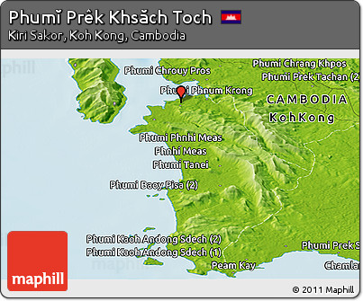 Physical Panoramic Map of Phumĭ Prêk Khsăch Toch