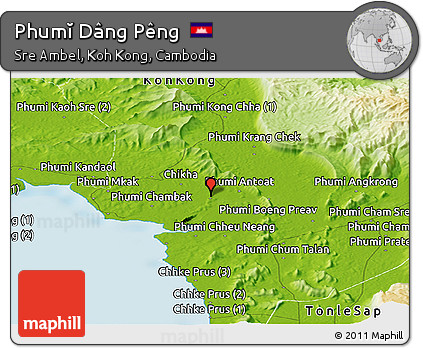 Physical Panoramic Map of Phumĭ Dâng Pêng